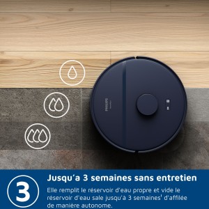 Aspirateur robot laveur avec station - PHILIPS - XU2000/15 - Série 2000 - 6000 Pa - 66 dB - Bleu nuit