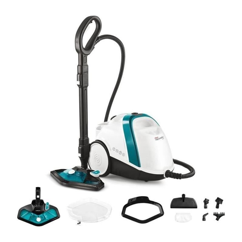 POLTI Vaporetto Smart 100 T - Steam cleaner - Unlimited autonomy - 4 bar - 110g/min - 1500W - 9 Accessories - Turquoise
