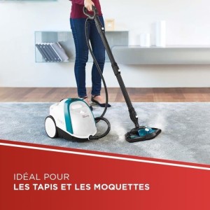 POLTI VAPORETTO SMART 100 T - Nettoyeur vapeur - autonomie illimitée - 4 BAR - 110g/min - 1500W - 9 accessoires - Turquoise