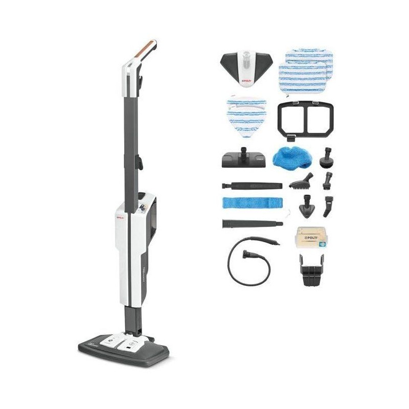 POLTI VAPORETTO SV660 STYLE - Balai vapeur 2-en-1 - Tout sol - 1500 W - 0,5 L - Câble 6 m - Gris / Blanc