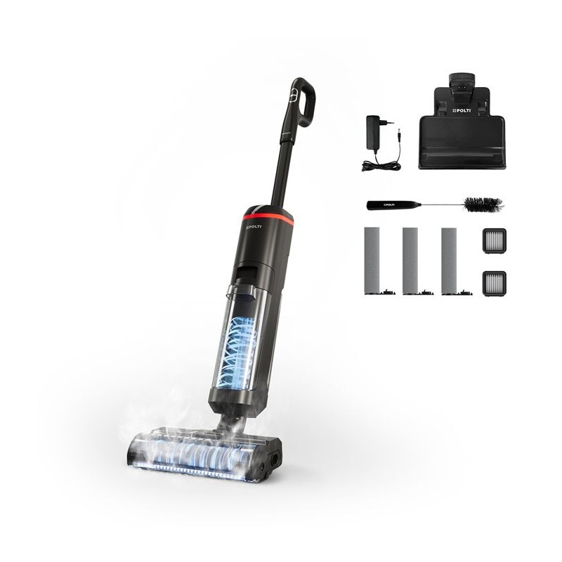POLTI RollySteam WD40C - Aspirateur Balai Laveur avec Fonction Vapeur - Sans Fil - Puissance 14000 Pa - Autonomie 35 min