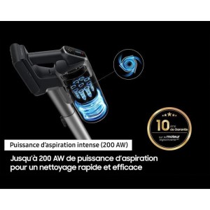 SAMSUNG Jet 75E Complete VS20B75CR5 - Aspirateur Balai sans Fil - Puissance 200 AW - Autonomie 60 min - Station murale - 3 bross