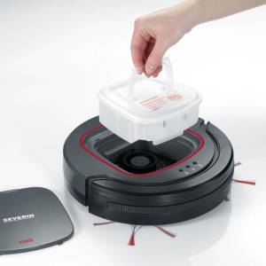 SEVERIN RB7025 Roboterstaubsauger, 12,8 V Lithiumbatterie, 90 min. Betriebszeit ca. 100 m2, leise: 65 dB, schlank: 7 cm hoch