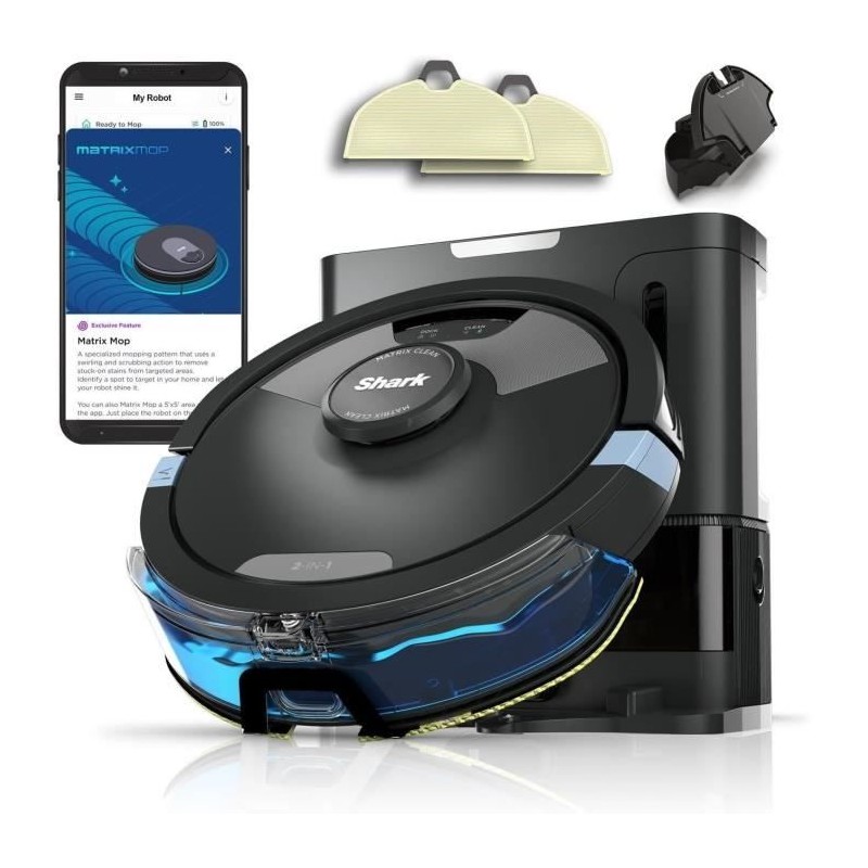 Shark Matrix Plus RV2620WAEU - Aspirateur Robot et Laveur auto-vidant 2-en-1 - Nettoie les coins et les angles - Couverture opti