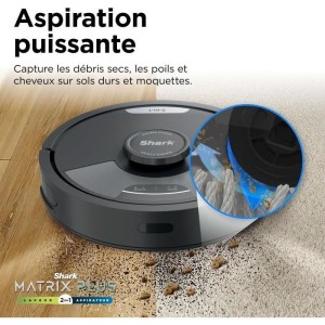 Shark Matrix Plus RV2620WAEU - Aspirateur Robot et Laveur auto-vidant 2-en-1 - Nettoie les coins et les angles - Couverture opti