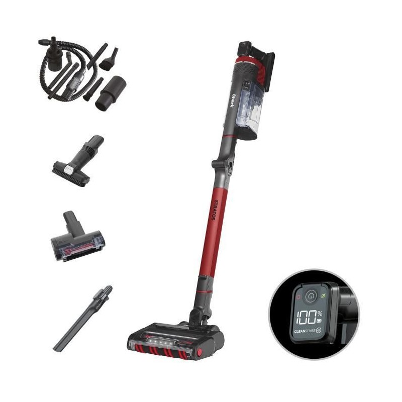 SHARK Stratos IZ400EU – Kabelloser Stabstaubsauger – DuoClean-Technologie + PowerFins Plus – LED-Beleuchtung