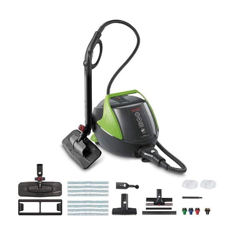 POLTI VAPORETTO Pro 95 Turbo Flexi – Dampfreiniger für verschiedene Oberflächen – 1100 W – 1,3 l – Schwarz/Grün