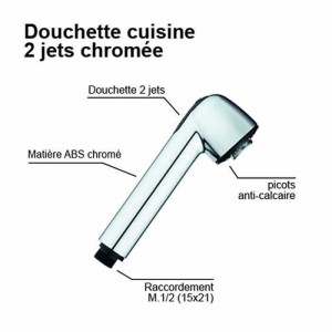 Duschkopf - ROUSSEAU - Chrom - ABS - 2 Düsen - Antikalk