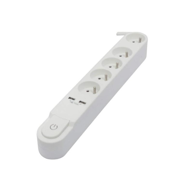 Chacon Multiprise Bloc 5 sockets 16 A with switch, 2 USB ports and cable 3 m HO5VV-F 3x1.5 mm² black