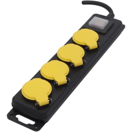 CHACON Waterproof power strip 4 socket 16 A with cable switch 3 m black