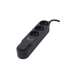 Chacon Multiprise Bloc with switch 3 sockets 16 A and 2 2A USB outputs, cable 1.5 m