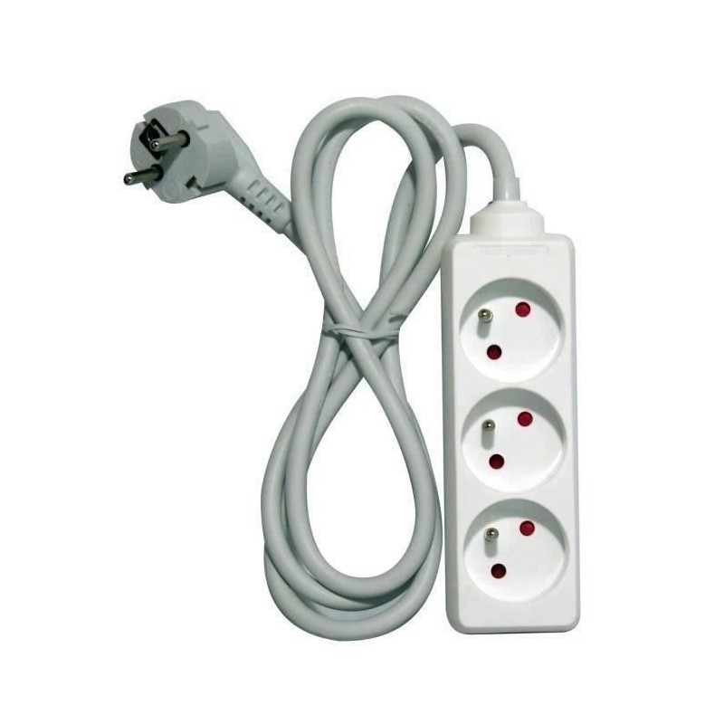 Chacon Multiprise Bloc 3 sockets 16a 1.5m white