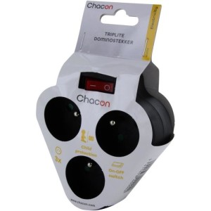 Domino 3x16A - CHACON - Dreieck mit Schalter - Schwarz