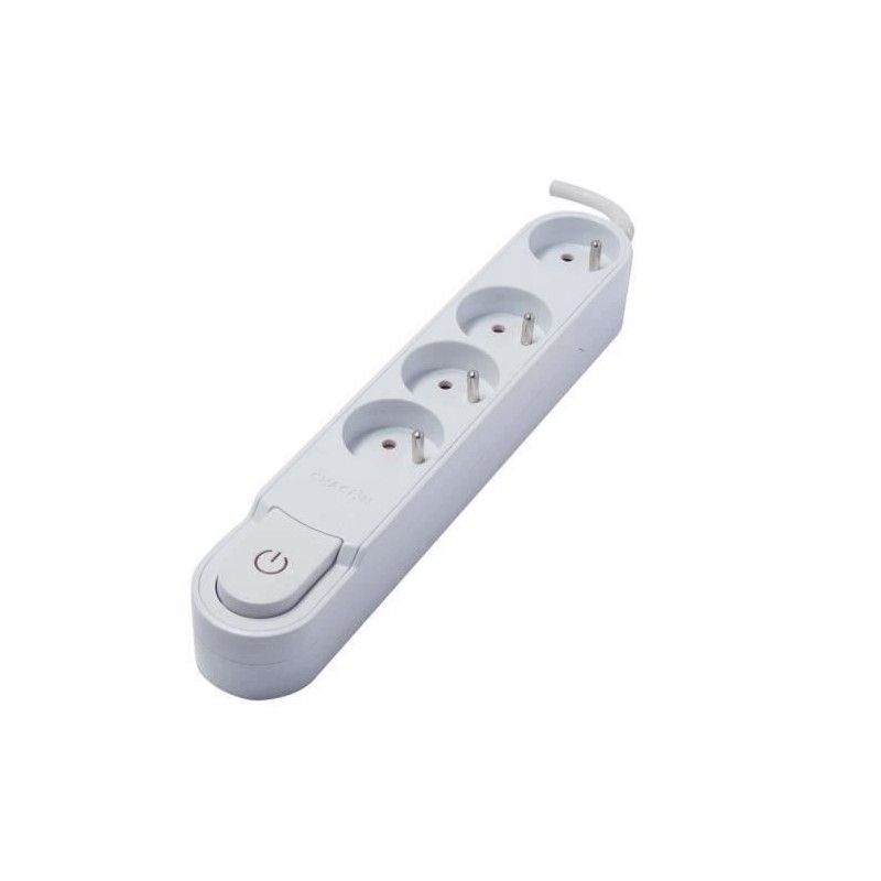 Chacon Multiprise Bloc with 4A 3m White 4 -plug switch