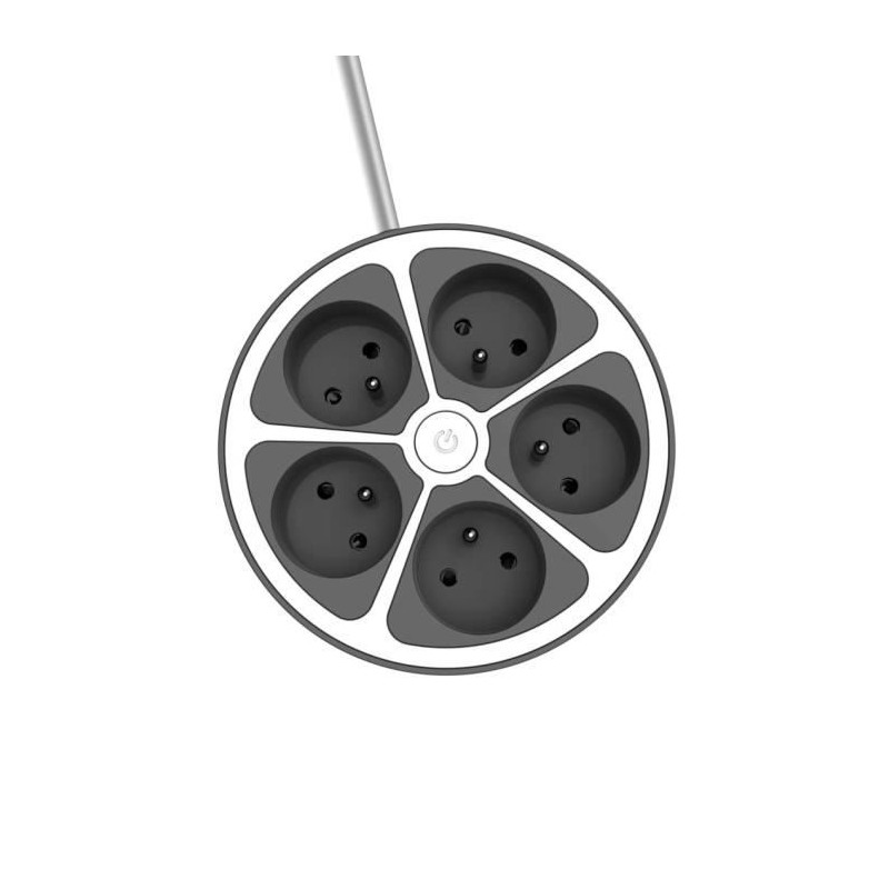 Chacon Multiprise Bureau 16A.250V-Max 3680W 5x16a Cable 1.5m- Gray color