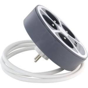 Chacon Multiprise Bureau 16A.250V-MAX 3680W 4x16a+2USBA-Kabel 1,5 m- graues Farb-Liker-Liker-Liker