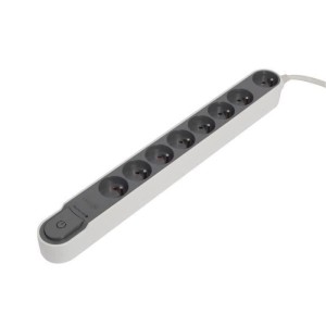 Chacon Multiprise Bloc Shape Shared with switch 8 16A 1.5m Gray sockets