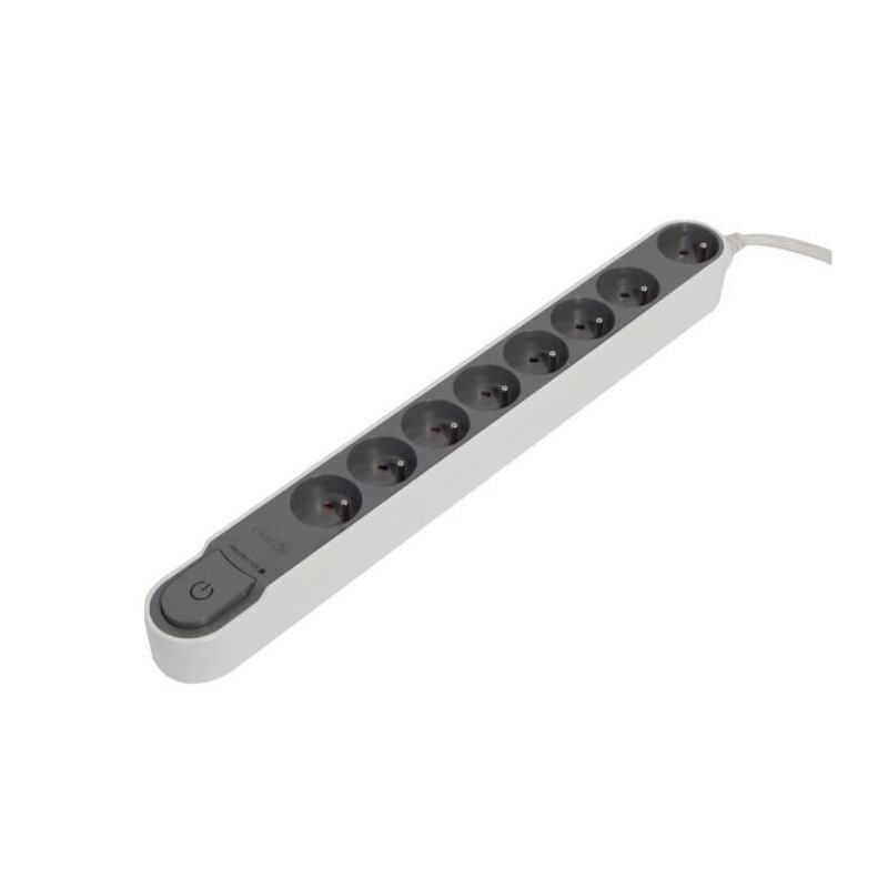 Chacon Multiprise Bloc Shape Shared with switch 8 16A 1.5m Gray sockets