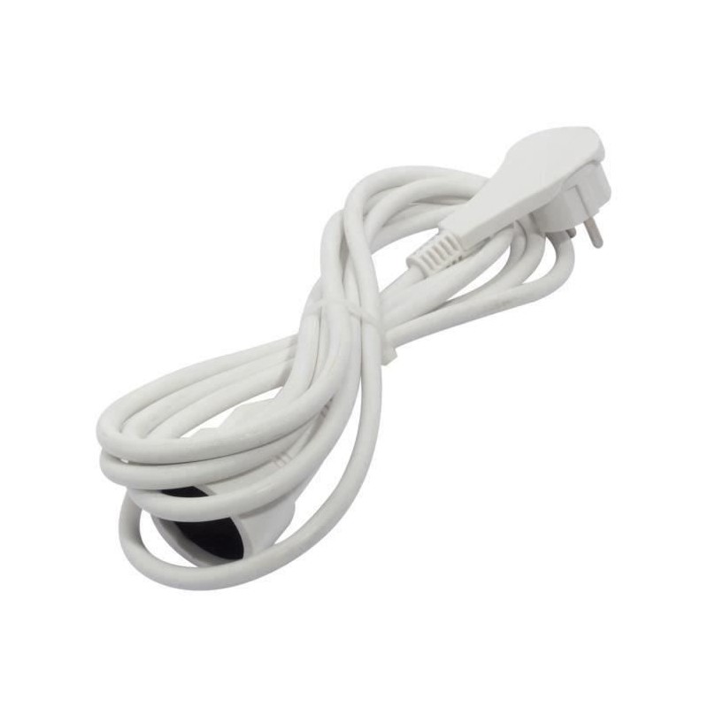 CHACON Verlängerungskabel HO5VVF 3 x 1,5 mm² - 3 m - Mit Flachstecker - Weiß