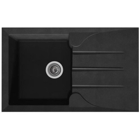 STRADOUR Einbau-Küchenspüle 1 Becken + 1 Abtropffläche Aloa - Resin - 81 x 50 cm - Schwarz