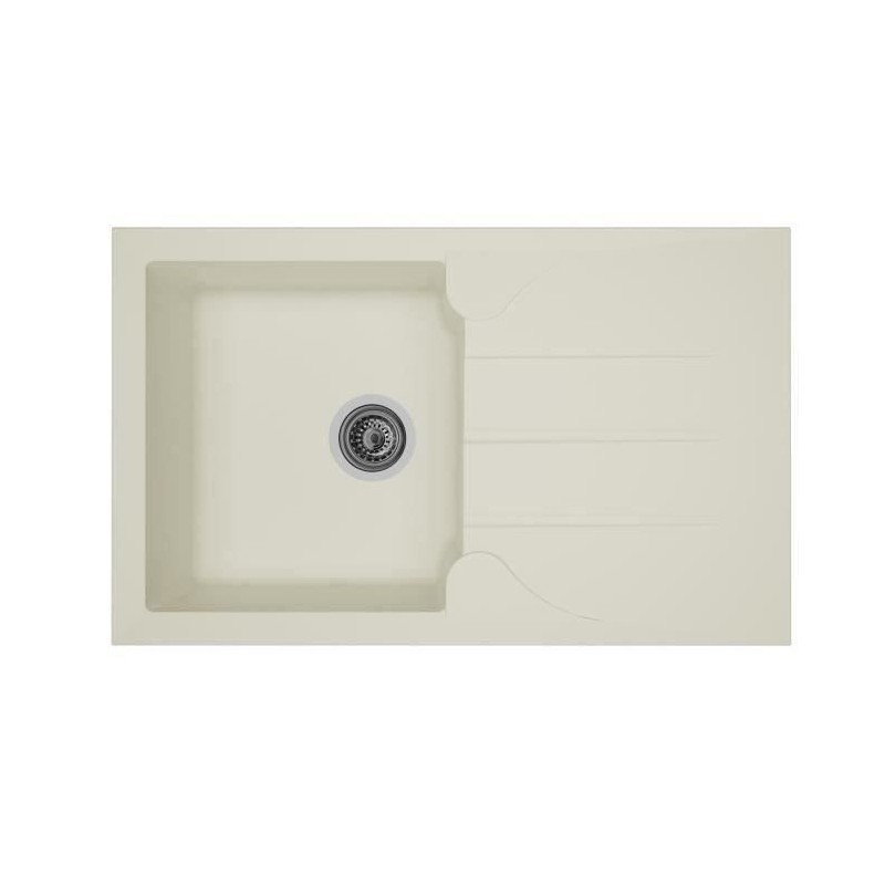 STRADOUR Einbau-Küchenspüle 1 Becken + 1 Abtropffläche Aloa - Resin - 81 x 50 cm - Weiß