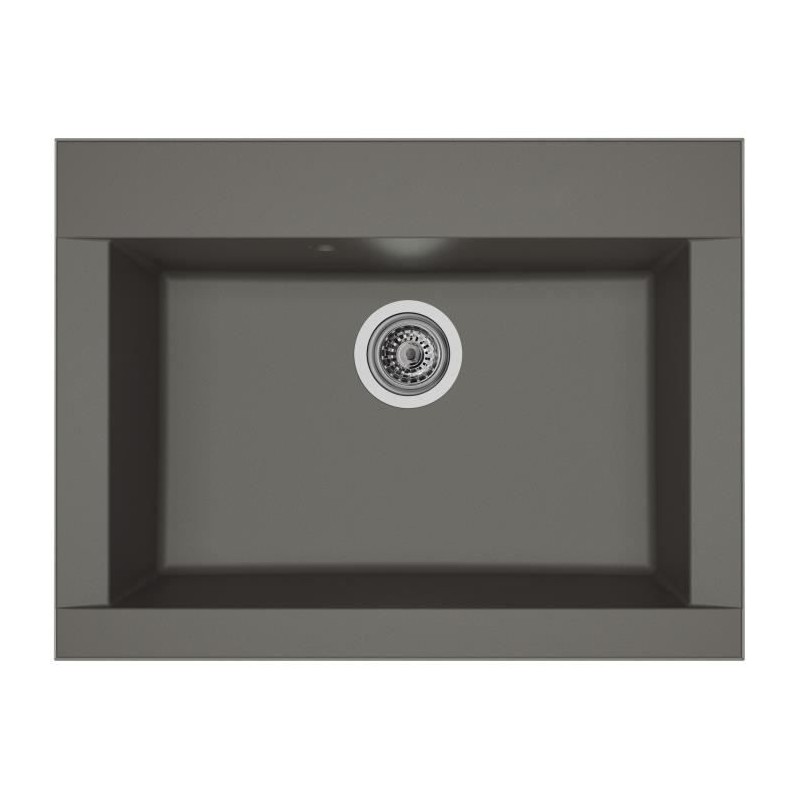 STRADOUR Evier cuisine a encastrer 1 bac sans égouttoir Hexo - Résine - 66 x 50 cm - Gris béton