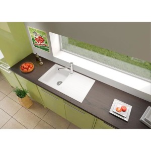 Stradour Sink Kitchen Builter 1 Bac + 1 Arena Drafts - Resin - 86 x 50 cm - White