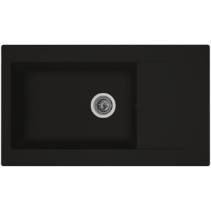 STRADOUR Evier cuisine a encastrer 1 grand bac + 1 égouttoir Einna - Résine - 86 x 50 cm - Noir