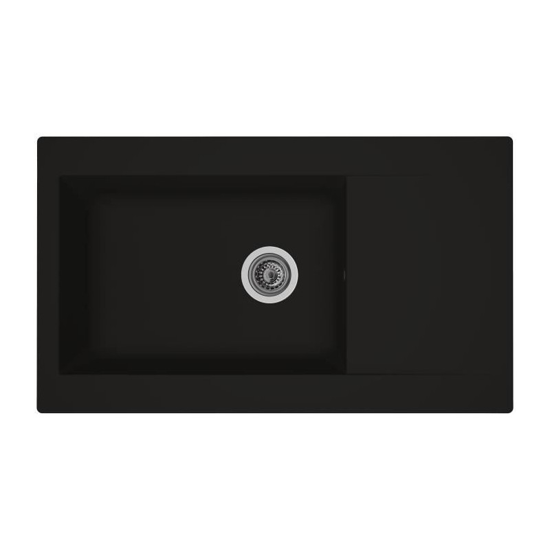 Stradour Sink Kitchen Builter 1 Large Bac + 1 Einna Drave - Resin - 86 x 50 cm - Black