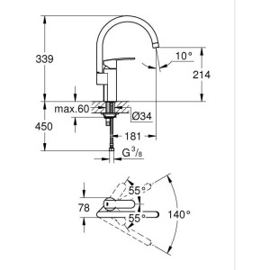 Küchenarmatur - Chrom - Hoher Auslauf - GROHE Wave Cosmopolitan - 32449001