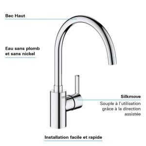 Grohe Mixer Monocomina Sink Slaughter Shape Chrome 32670002