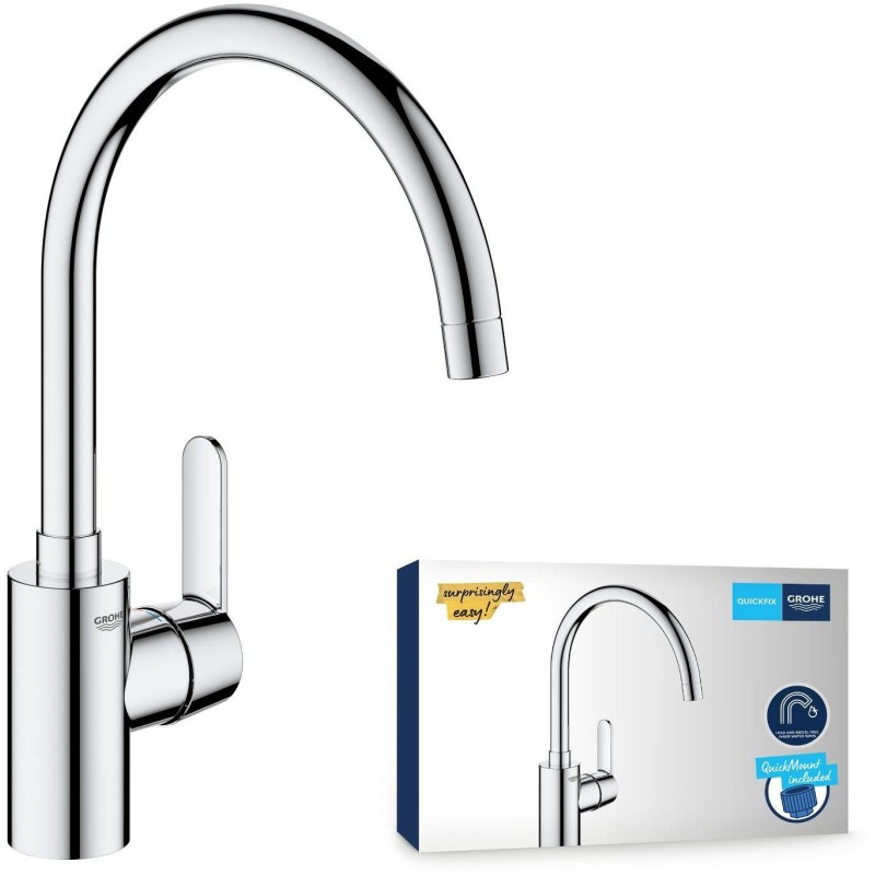 Kitchen faucet - Chrome - C-spout - High spout - 150° rotation - GROHE Get - 31494001