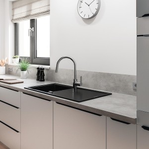 Küchenarmatur - Chrom - C-Auslauf - Hoher Auslauf - 150° Drehung - GROHE Get - 31494001