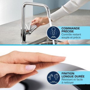 Küchenarmatur - Chrom - C-Auslauf - Hoher Auslauf - 150° Drehung - GROHE Get - 31494001