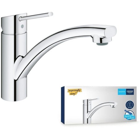 GROHE Robinet évier de cuisine Swift, Mitigeur monocommande avec mousseur économique d'eau, rotation a 140°, 30358000