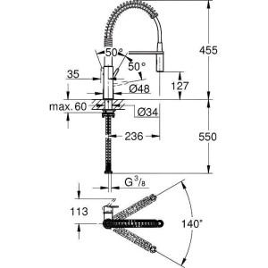 Grohe Get Küchenspüle Wasserhahn, 2 Jets Monocomande Mixer, Tippen Sie mit professioneller extrahierbarer Dusche, 30361000