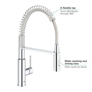 Grohe Get Küchenspüle Wasserhahn, 2 Jets Monocomande Mixer, Tippen Sie mit professioneller extrahierbarer Dusche, 30361000