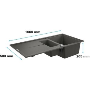 Grohe Composite Waschbecken mit K400 1000 x 500 mm grauer Granit 31642at0 Abflusser