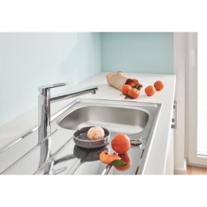 GROHE FAUXT STORT FLOW Kitchen Sink, Monocomina mixer with economical water mousseur, 140 ° rotation, chrome, 31691000