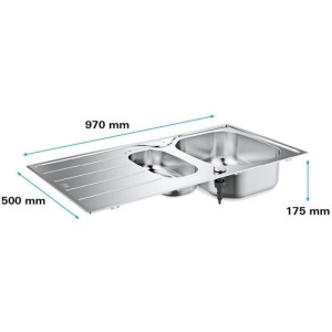 Stainless steel sink - stainless steel - grohe