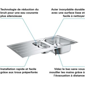 Stainless steel sink - stainless steel - grohe