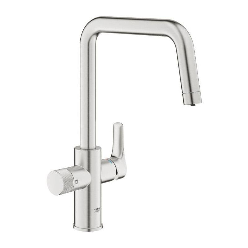 Küchenfilterhahn - Supersteel - Wasserfiltration - Hoher U-förmiger Auslauf - 150° Drehung - GROHE Blue Pure Start - 30595DC0