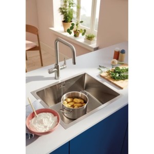 Kitchen filter faucet - Supersteel - Water filtration - High U-shaped spout - 150° rotation - GROHE Blue Pure Start - 30595DC0