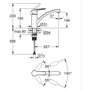 GROHE Start - 324412432 - Küchenarmatur - Einhebel-Spültischmischer - Mattschwarz - Niedriger Auslauf - 140° Drehung