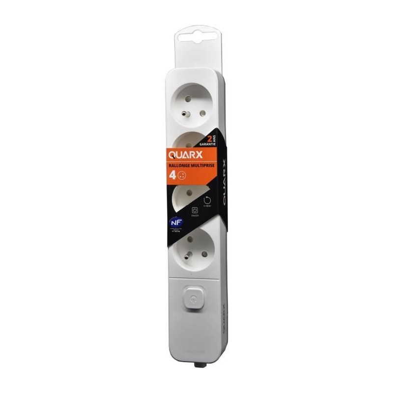 Steckdosenleiste - QUARX - 4 Steckdosen - Mit Schalter, 1,5m Kabel