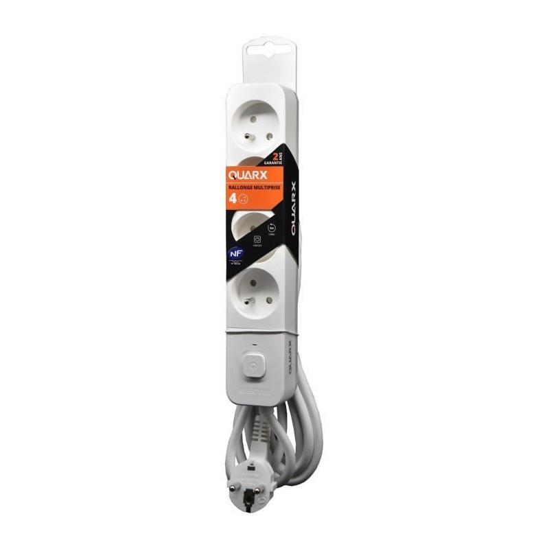 Steckdosenleiste - QUARX - 4 Steckdosen - Mit 3 USB-Anschlüssen, 1,5m Kabel