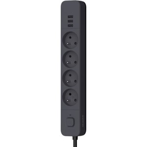 Power strip - QUARX - 4 sockets - With 3 USB ports, 3m cable