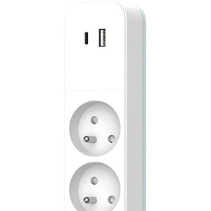 Multiprise - QUARX - 4 prises - Avec USB Type C et USB A, câble 1,5m