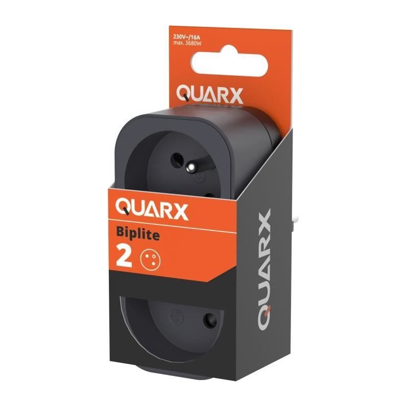 Biplite - QUARX - 2P 16A - Black and anthracite grey, NF compliant