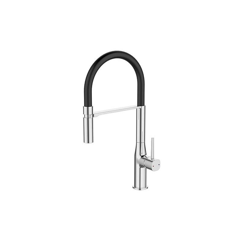 ROUSSEAU Kitchen mixer tap Køben - With hand shower - Chrome gray and black
